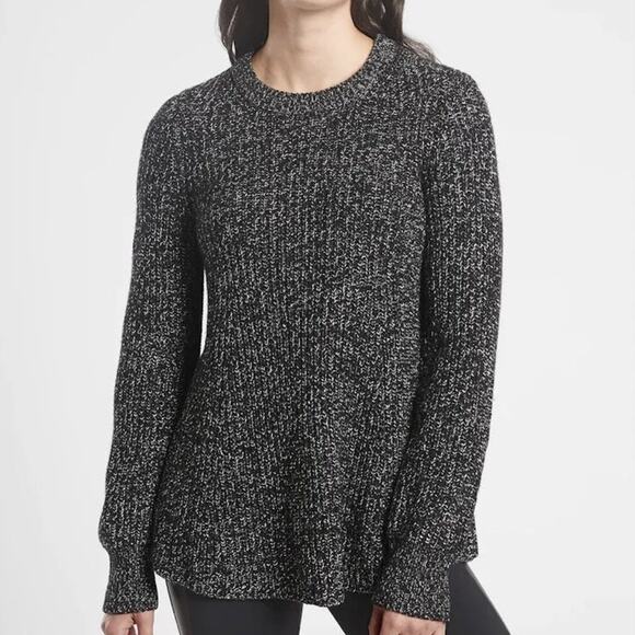 Athleta Sierra Wool Blend Crewneck Sweater in Black Marl Size XS - Picture 1 of 7